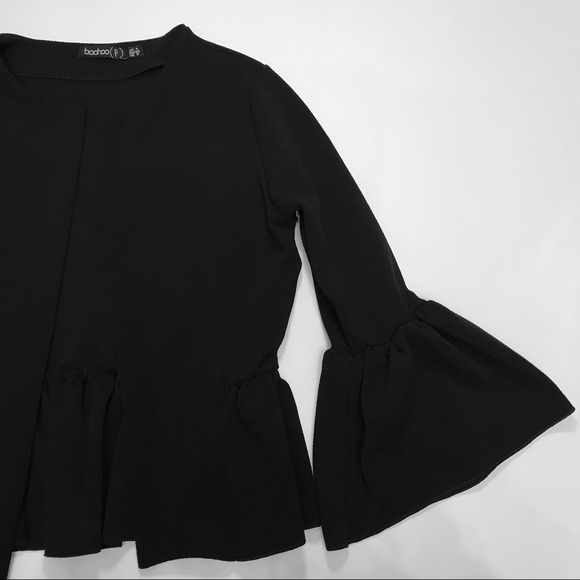 boohoo Black Lightweight Blazer with Bell Sleeves - Picture 10 of 12